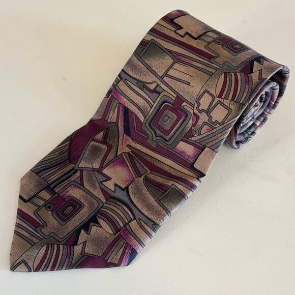 Harve Benard Other - Harve Benard Men's Multicolor Abstract Adjustable Pure Silk Pointed Neckties